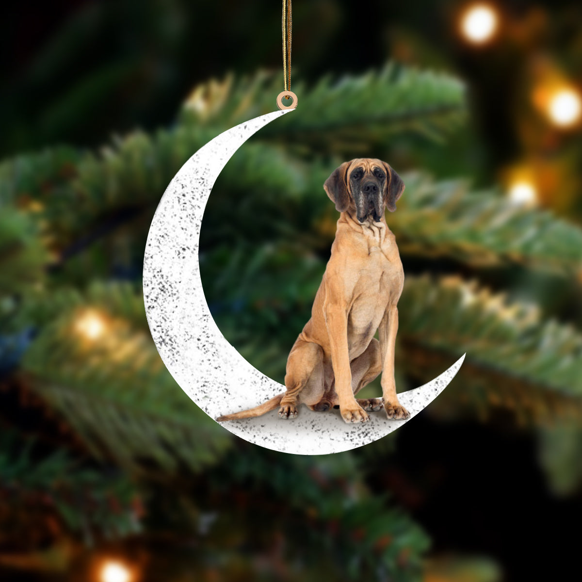 Great Dane 2 Sit On The Moon Two Sided Ornament Dog Hanging Christmas Ornament - Best gifts your whole family