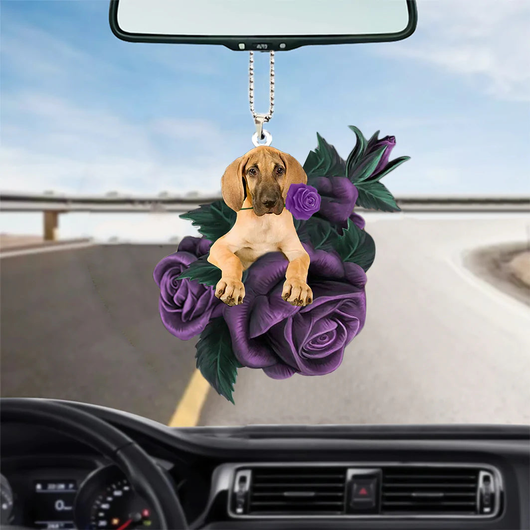Great Dane In Purple Rose Car Hanging Ornament - Best gifts your whole family