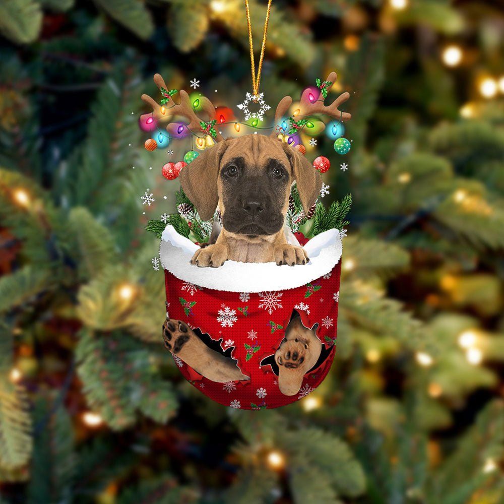Great Dane In Snow Pocket Christmas Ornament Flat Acrylic Dog Ornament - Best gifts your whole family