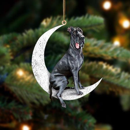 Great Dane-Sit On The Moon-Two Sided Ornament - Best gifts your whole family
