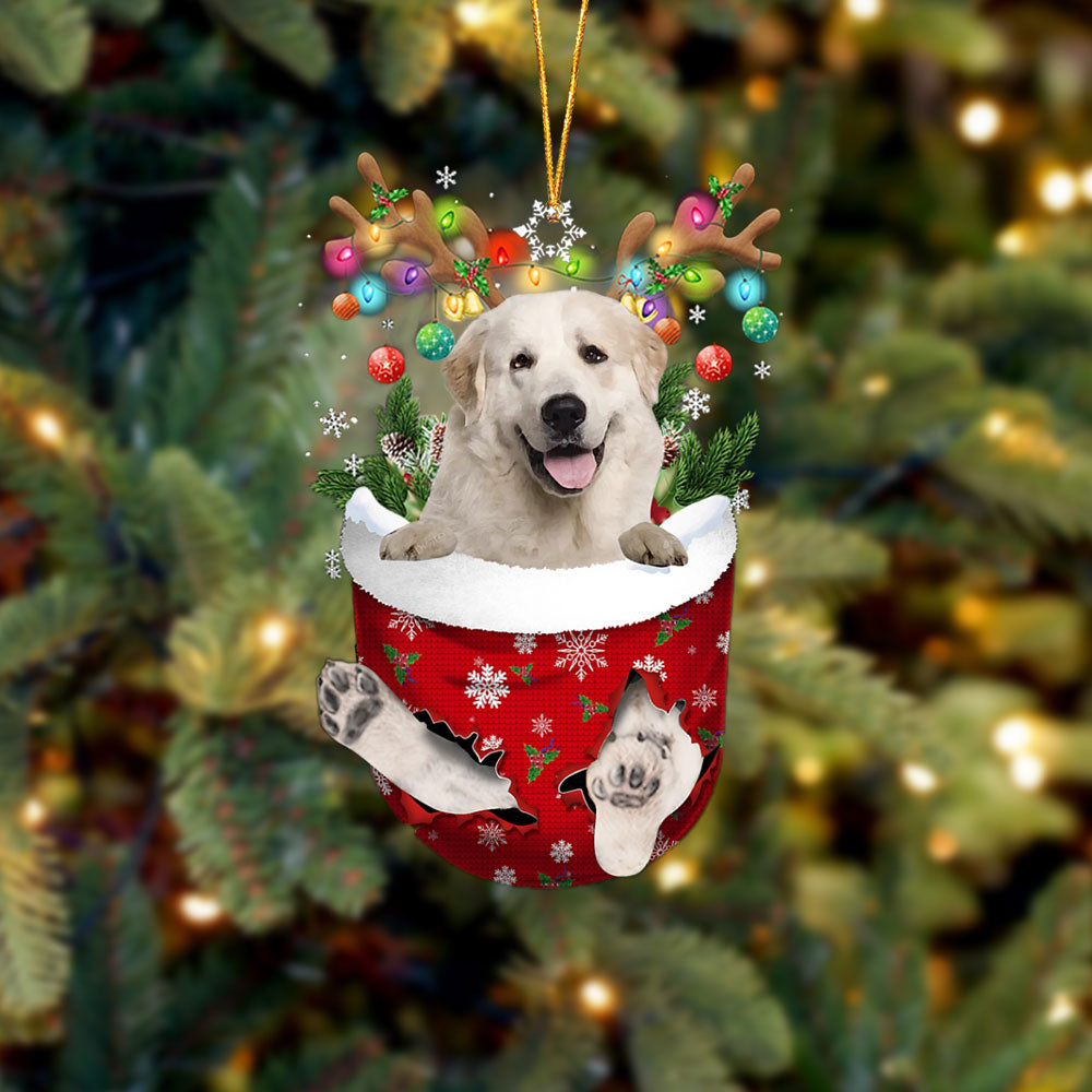 Great Pyrenees 2 In Snow Pocket Christmas Ornament Flat Acrylic Dog Ornament - Best gifts your whole family