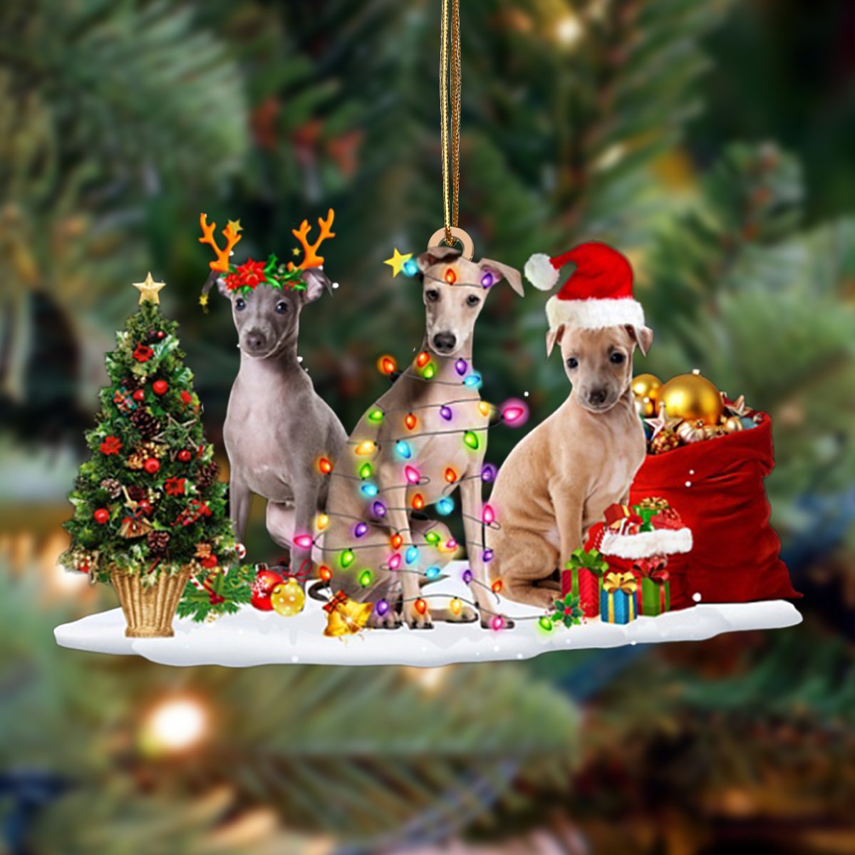 Greyhound-Christmas Dog Friends Hanging Ornament - Best gifts your whole family