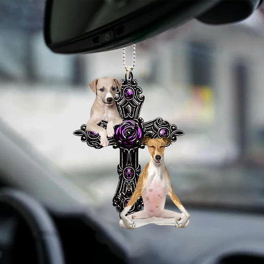 Greyhound Pray For God Car Hanging Ornament Dog Pray For God Ornament Godmerc - Best gifts your whole family