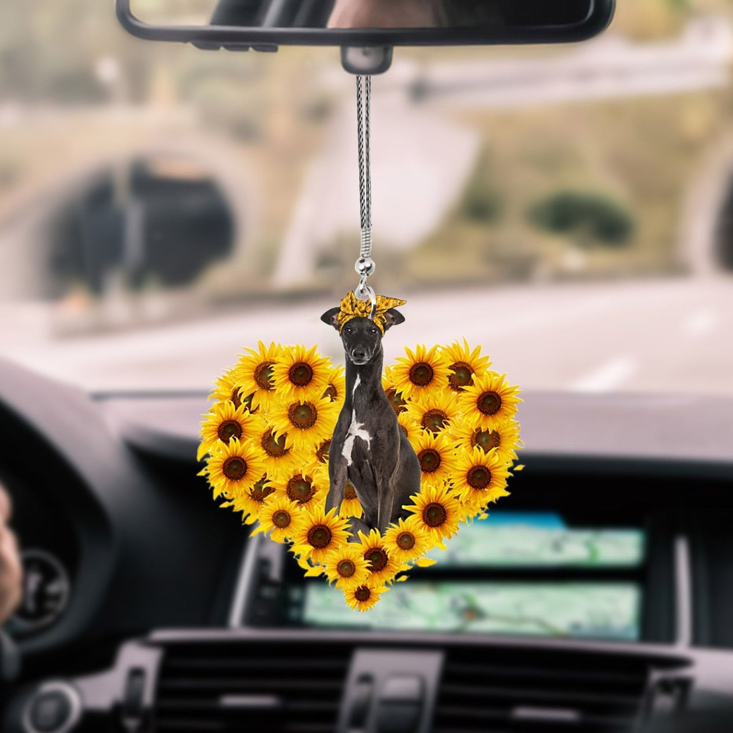 Greyhound-Sunflower Heart Gift Car Ornament - Best gifts your whole family