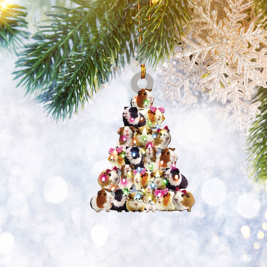 Guinea Pig Christmas Pine Tree Ornament Flat 2D, Animal Lover Gifts, Christmas Tree Ornament, Home Decor - Best gifts your whole family
