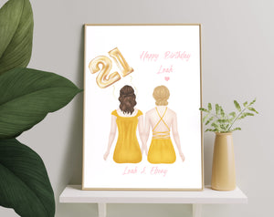 My Soulmate, Happy 21th Birthday, Canvas-Poster-Digital file meaningful gift, Friend memory gifts, Friendships gift, Art Print memory besties gift