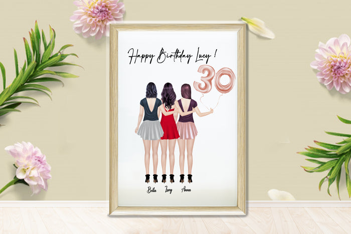 Personalized Picture Best Friend Exclusive Print, 30th Birthday Gift, Personalised Print, Birthday Present, Home Decor, Sister Print, 30th Birthday, 30th Gift, Bestie Gift
