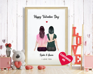 Happy Valentine's Day, Canvas-Poster-Digital file meaningful gift, Loving LGBT gifts, Couple gift, Art Print loves gift