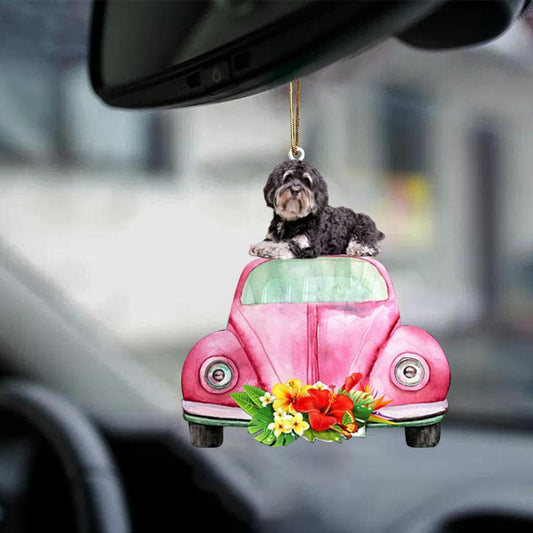 Havanese-Pink Hippie Car-Two Sided Ornament - Best gifts your whole family