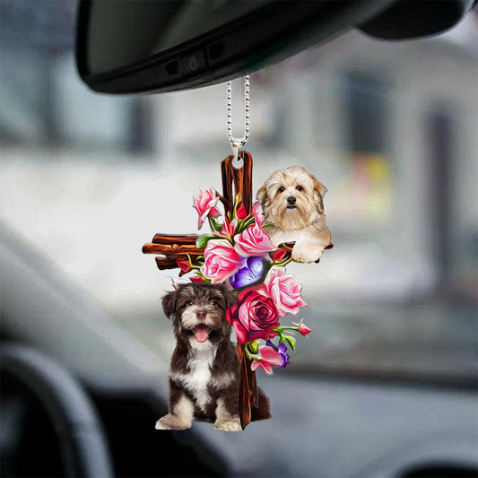 Havanese Roses And Jesus Car Hanging Ornament Dog Ornaments For Car Godmerc - Best gifts your whole family