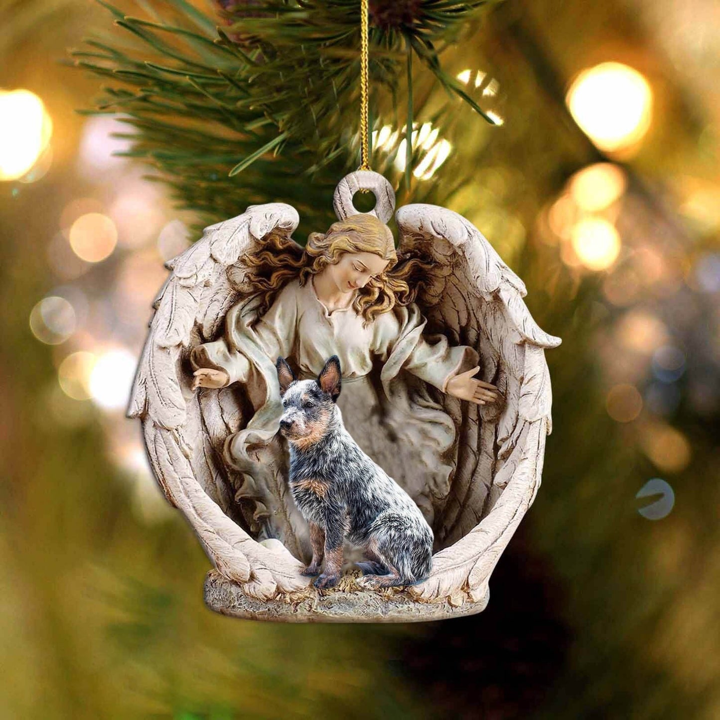 Heeler-Angel Hug Winter Love Two Sided Ornament - Best gifts your whole family