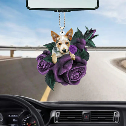 Heeler In Purple Rose Car Hanging Ornament, 3D Ornament Car Accessories - Best gifts your whole family