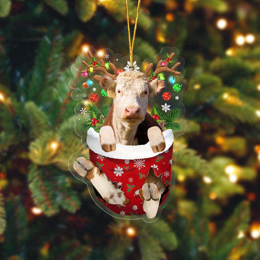 Hereford In Pocket Acrylic Ornament, Farm Christmas Ornament - Best gifts your whole family
