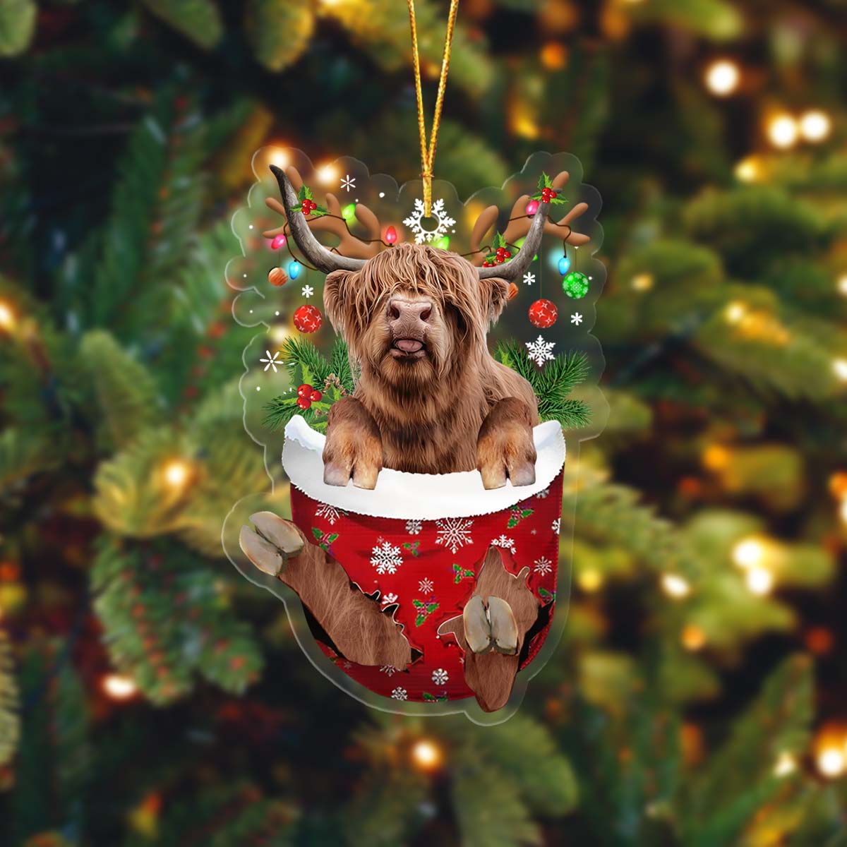 Highland In Pocket Acrylic Ornament, Farm Christmas Ornament - Best gifts your whole family