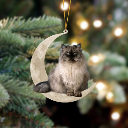 Himalayan Cat Sits On The Moon Hanging Ornament - Best gifts your whole family
