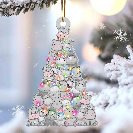 Hippo Lovely Tree Gift For Hippo Lover Ornament - Best gifts your whole family