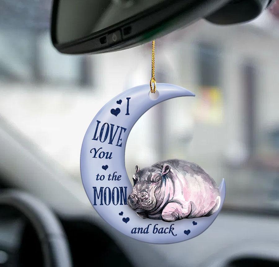 Hippo Moon Back Hippo Lover Two Sided Ornament - Best gifts your whole family