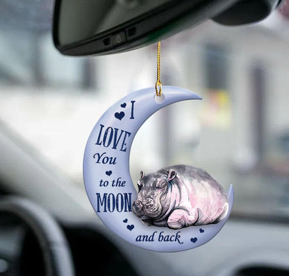 Hippo Moon Back Hippo Lover Two Sided Ornament - Best gifts your whole family