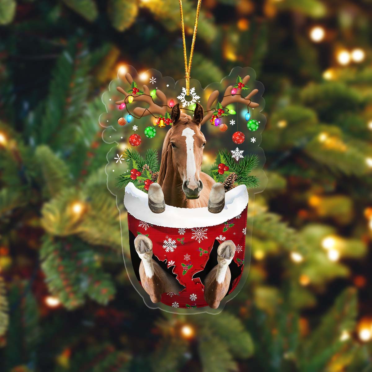 Horse In Pocket Acrylic Ornament, Farm Christmas Ornament - Best gifts your whole family