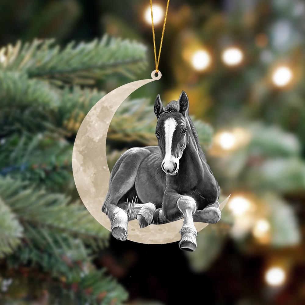 Horse Sits On The Moon Hanging Ornament, Animal Christmas Ornaments - Best gifts your whole family