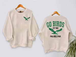 2 side Philadelphia Shirt, Go Birds Vintage Eagles Shirt Sweatshirt, Gameday Apparel, Distressed Philadelphia Sweater