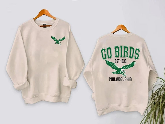 2 side Philadelphia Shirt, Go Birds Vintage Eagles Shirt Sweatshirt, Gameday Apparel, Distressed Philadelphia Sweater