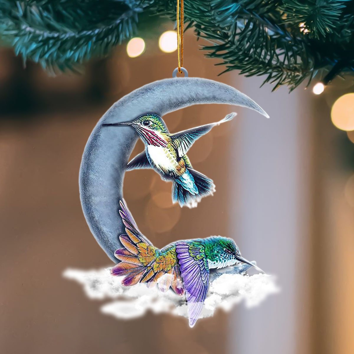 Humming Bird Blue Moon Hanging Ornament Christmas Tree Ornament Godmerc - Best gifts your whole family