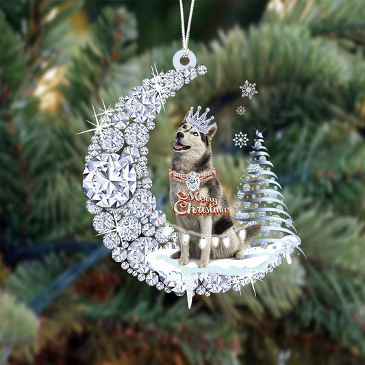 Husky Diamond Moon Merry Christmas Ornament Dog Ornament - Best gifts your whole family
