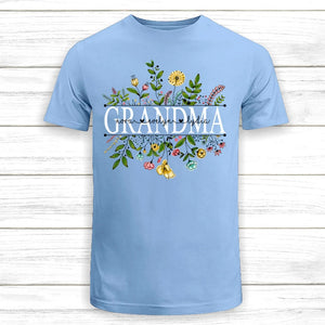 Personalized Wildflowers Mimi And Grandkids T-Shirt, Grandma Shirt Floral Version Custom Kidname, Mimi Shirt with grandkid,