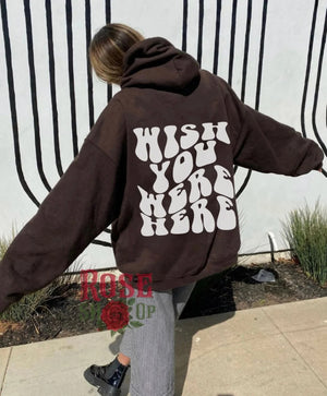 Wish You Were Here Hoodie Trendy Hoodies Aesthetic Clothes Oversized Hoodie Gift For Her Pink Hoodie Sorority Hoodie Tumblr Hood Tumblr Y2K