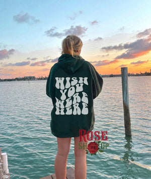 Wish You Were Here Hoodie Trendy Hoodies Aesthetic Clothes Oversized Hoodie Gift For Her Pink Hoodie Sorority Hoodie Tumblr Hood Tumblr Y2K