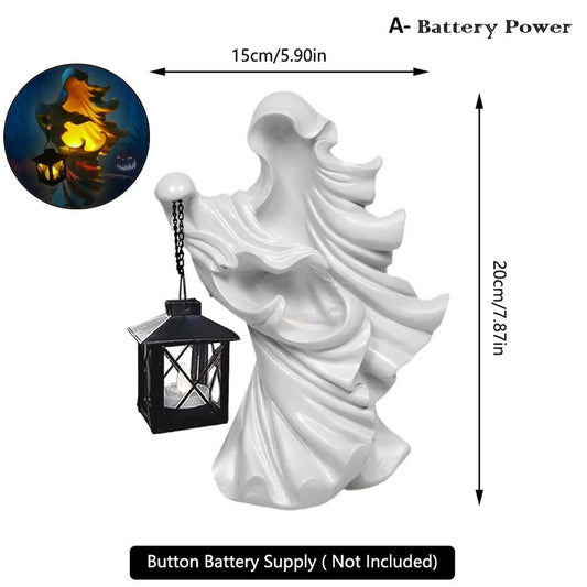 Faceless Witch Hell Messenger With Lantern Resin Realistic Statue Sculpture The Ghost Looking for Halloween Scary Decor