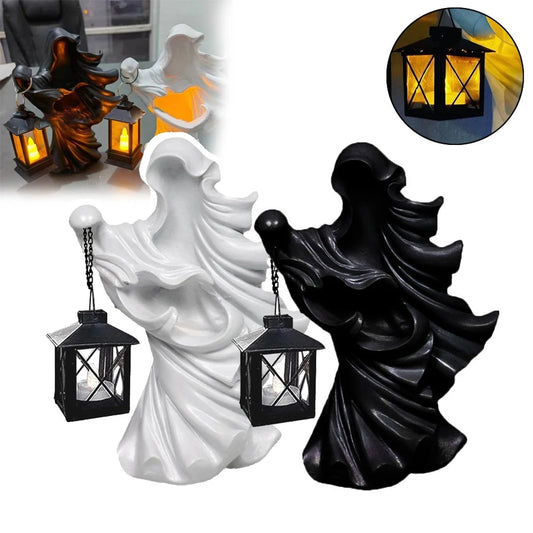 Faceless Witch Hell Messenger With Lantern Resin Realistic Statue Sculpture The Ghost Looking for Halloween Scary Decor