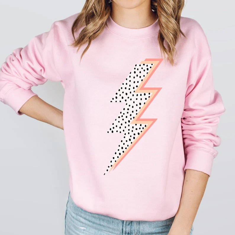 Lightning Bolt Sweatshirt, Preppy Sweatshirt, Sweatshirt Woman Trendy, Preppy Clothes, Y2K Sweatshirt, Bolt Crewneck, VSCO Sweatshirt