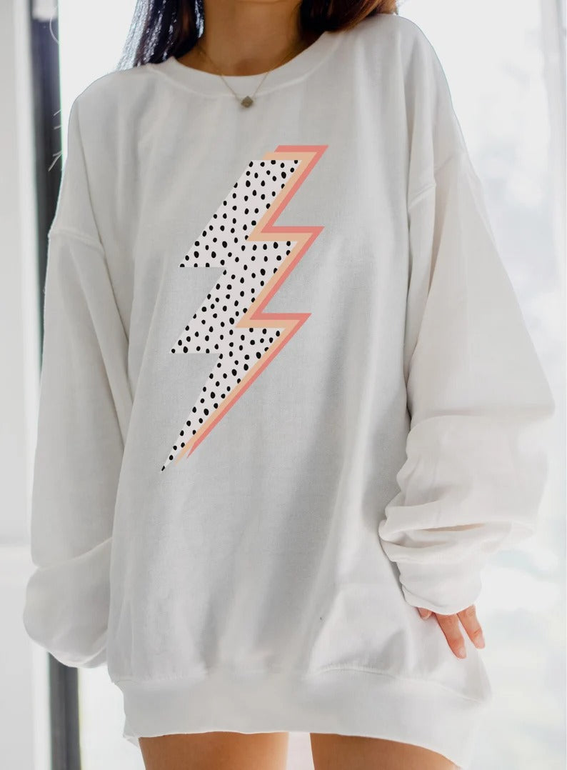 Lightning Bolt Sweatshirt, Preppy Sweatshirt, Sweatshirt Woman Trendy, Preppy Clothes, Y2K Sweatshirt, Bolt Crewneck, VSCO Sweatshirt