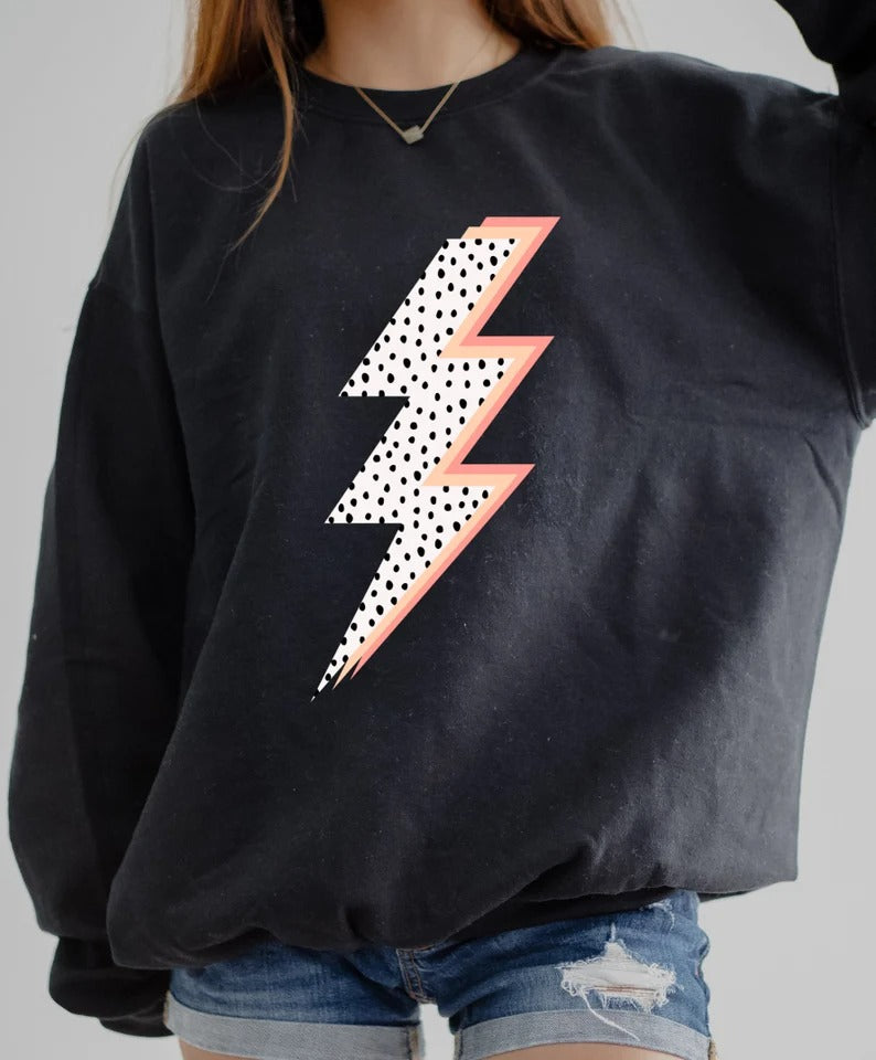 Lightning Bolt Sweatshirt, Preppy Sweatshirt, Sweatshirt Woman Trendy, Preppy Clothes, Y2K Sweatshirt, Bolt Crewneck, VSCO Sweatshirt