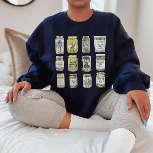 Vintage Canned Pickles Sweatshirt, Pickle Lovers Hoodie, Canning hot peppers, Pickle Crewneck Sweatshirt, Refrigerator pickles