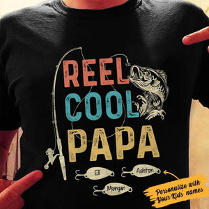 Personalized Reel Cool Papa Vintage Funny Shirt, Gift For Papa, Gift For Fishing Lover, Fisherman Shirt,  Family Gift