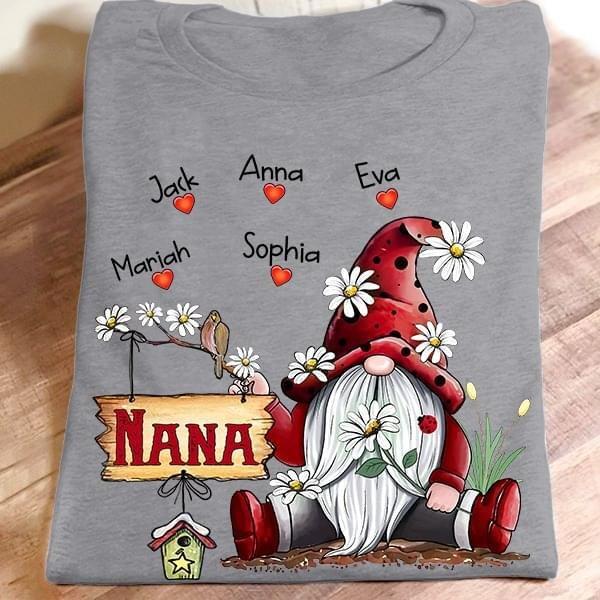 Personalized Nana Shirt - Gnome Flower Shirt, Shirt For Nana, Grandma Gift, Family Shirt