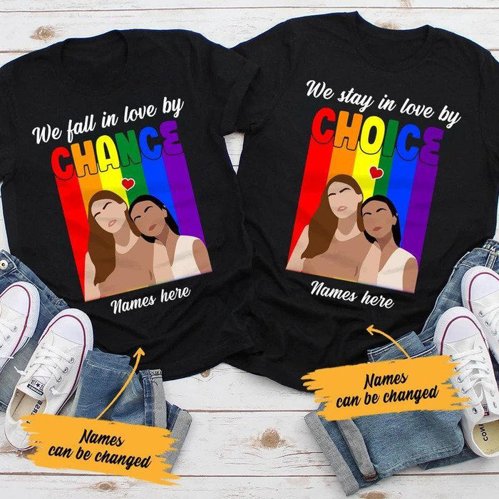 Personalized LGBT Lesbian Couple Shirt, We Fall In Love By Chance Shirt, Gift For Her Gift