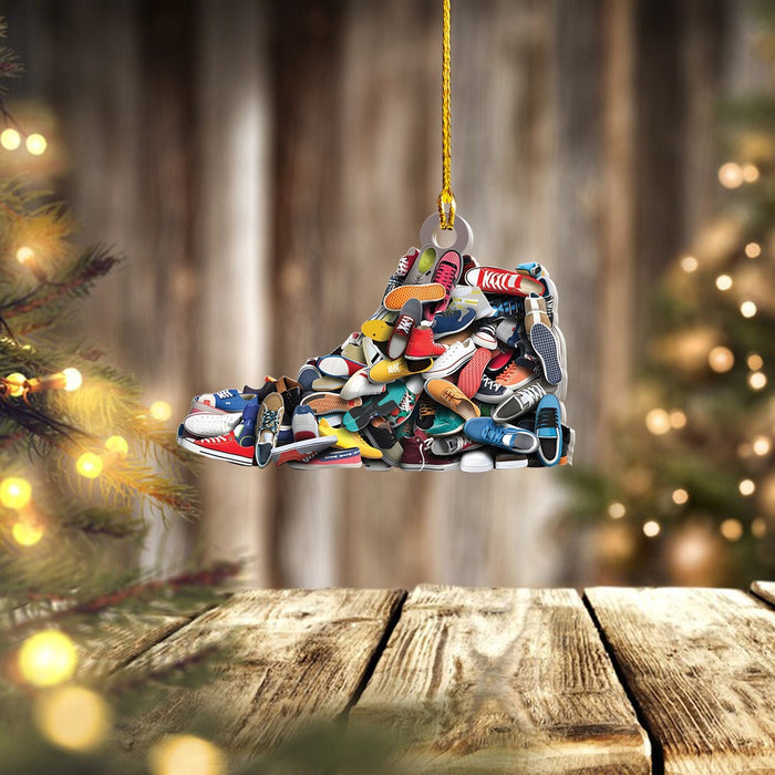 Personalized Shoes Sneakers Christmas Ornament, Shoes Sneakers Christmas Tree Ornament Hanging Decor, Shoes Sneakers Lovers Ornament Gift.