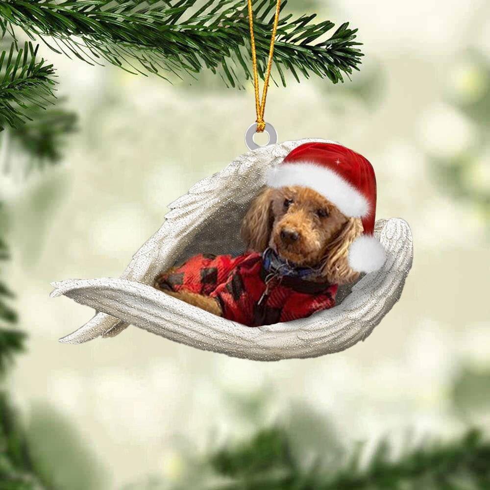 Flat 2D Cute Poodle Sleeping Angel Christmas, Poodle For Gift, Ornament Dog Christmas Hanging Ornament, Dog Ornament, Gift For Dog Lover