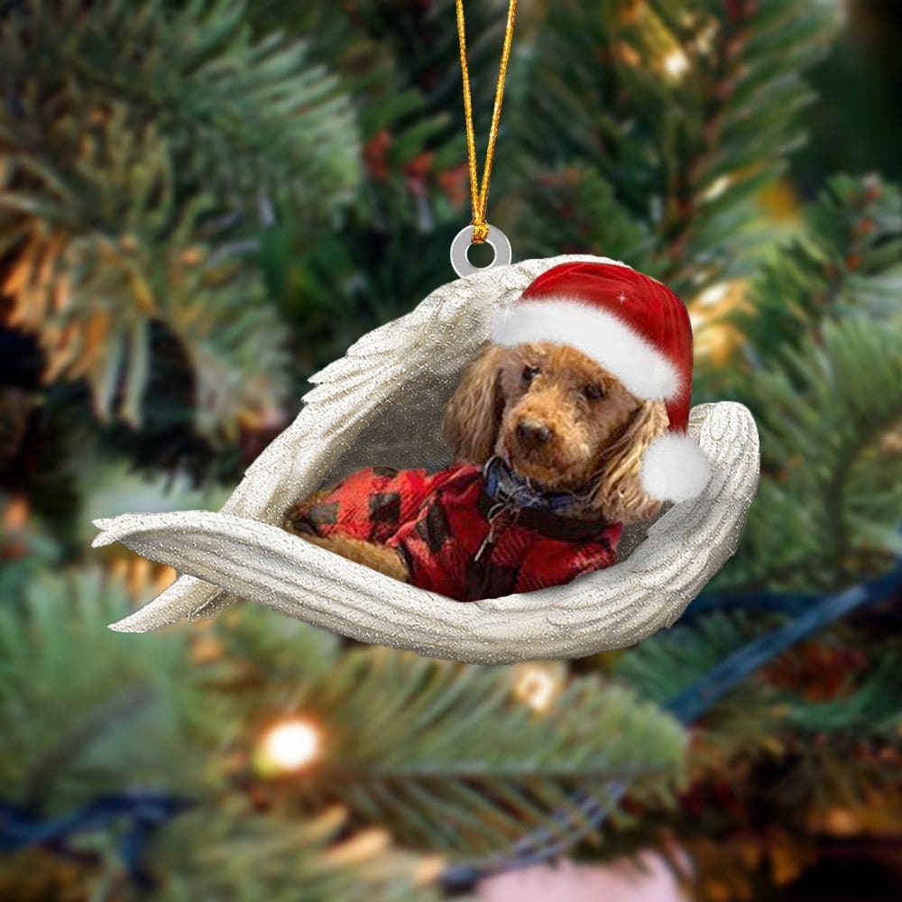 Flat 2D Cute Poodle Sleeping Angel Christmas, Poodle For Gift, Ornament Dog Christmas Hanging Ornament, Dog Ornament, Gift For Dog Lover