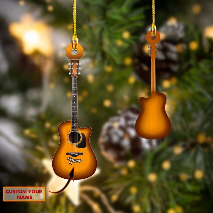 Acoustic Guitar Custom Shaped Ornament, Christmas Guitarist Gift, Guitar Ornament, Personalized Acoustic Guitar Ornament,Gift For Guitarist