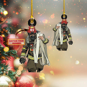 Custom Name - Anime Firefighter Car Ornament - Gift for fireman, Ornament For Gift, Gift For Dad, Gift For Him, Ornament Decoration Gift