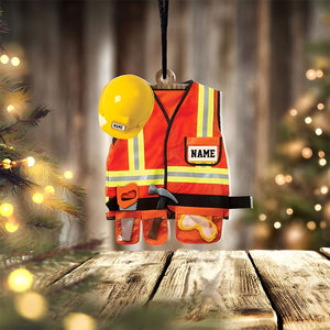 Personalized Construction Worker 2D Flat Acrylic Ornament for Worker Construction, Construction Worker Gift, Christmas Ornament 2023.