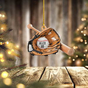 Personalized Baseball Ornament, Baseball Equipment Christmas Ornament, Baseball Personalized Ornament, Baseball Team Gift, Christmas Gift.