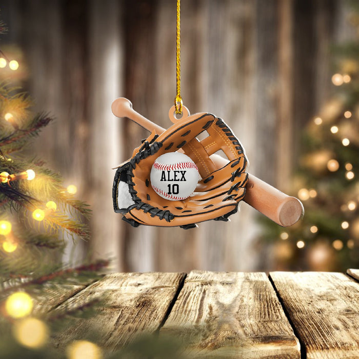 Personalized Baseball Ornament, Baseball Equipment Christmas Ornament, Baseball Personalized Ornament, Baseball Team Gift, Christmas Gift.