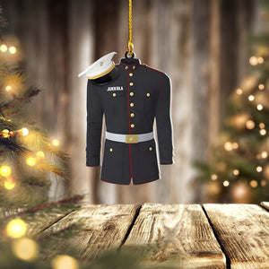 Marine Uniform Personalized Flat Ornament, Marine Military Uniform Christmas Ornament, Marine Military Gift, Marine Military Ornament.