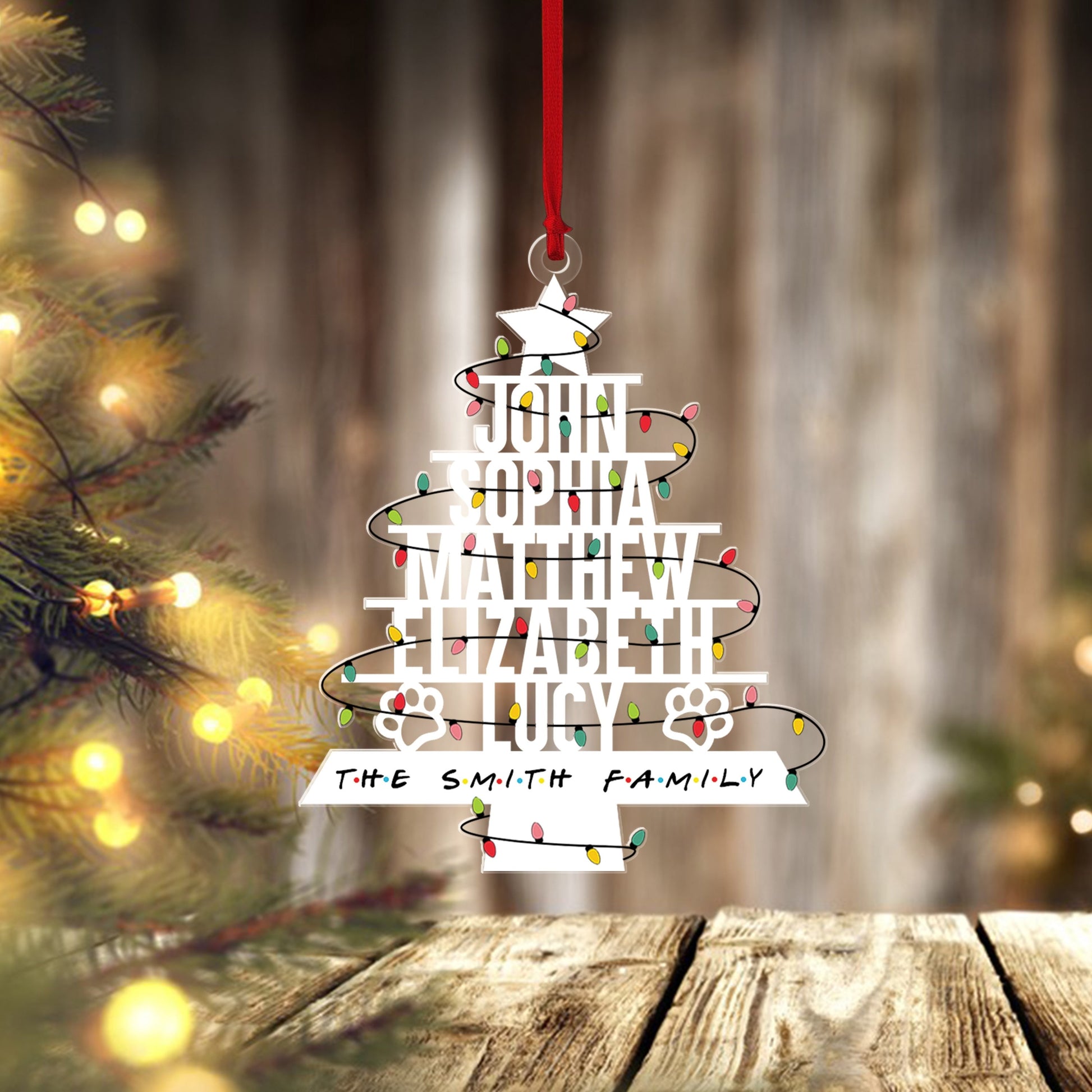 Personalized Family Name Christmas Ornament, Christmas Tree Ornament With Family Names, Christmas Tree Name Ornament, 2023 Family Ornament